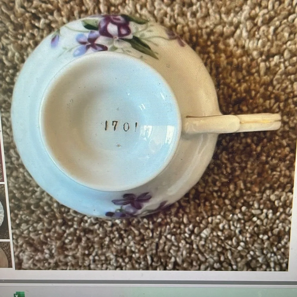 VTG Demi Cup and Saucer Floral Purple Violets 1701
